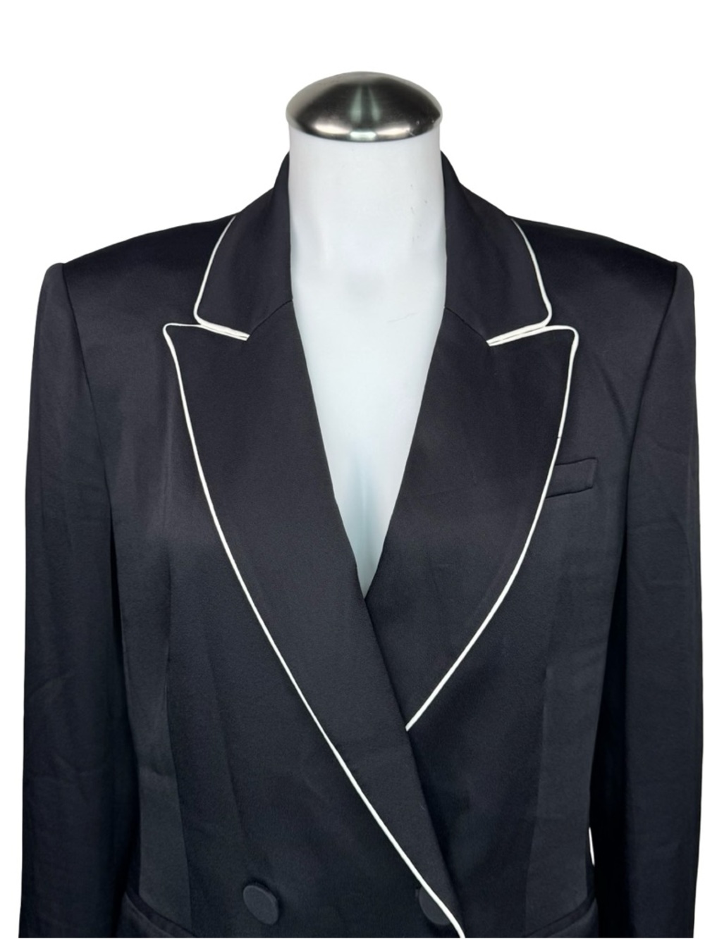 $695 VERONICA BEARD "Eiza" Black Satin Jacket Blazer Sz 6 - Picture 3 of 10